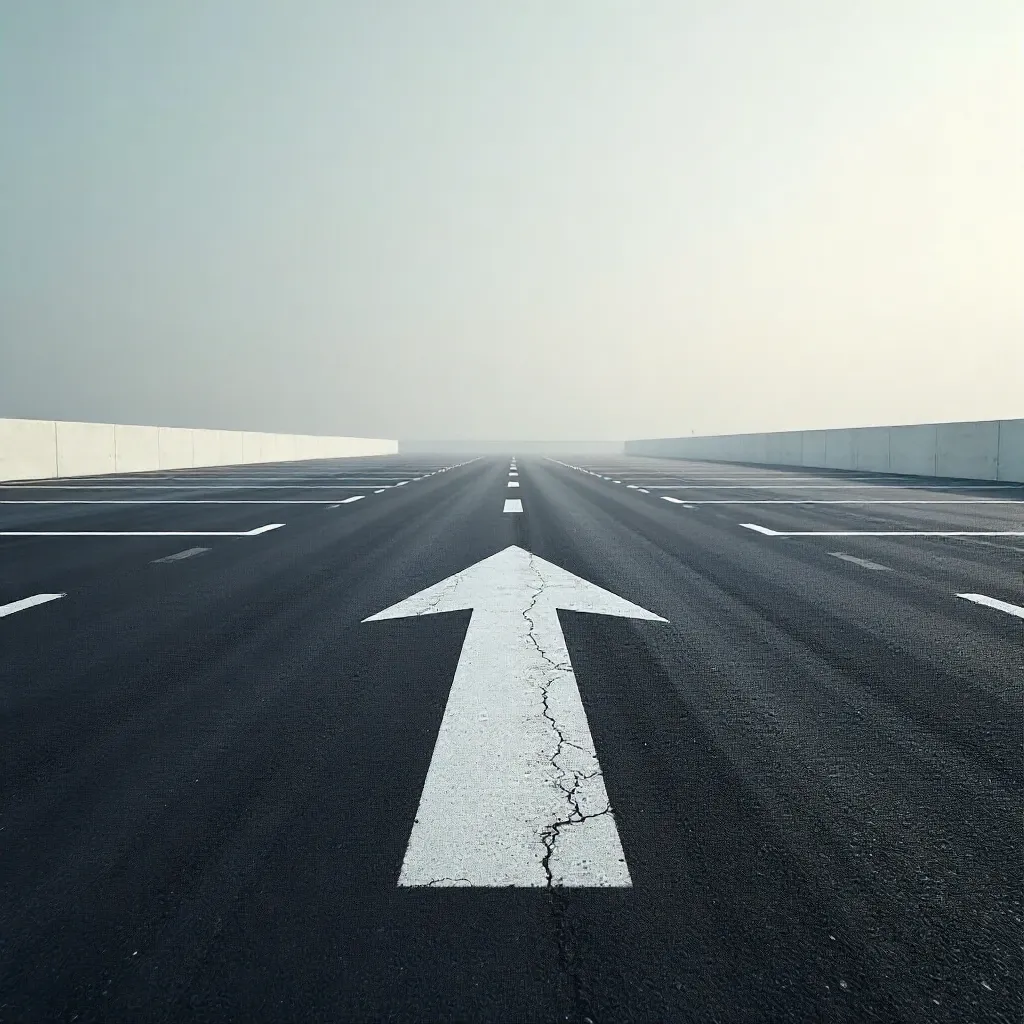 Minimalist Parking Lot: Arrow and Lines