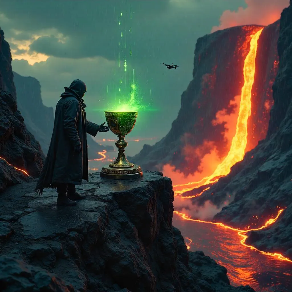 Grail at the Neon Inferno: Cyberpunk Lava Edge