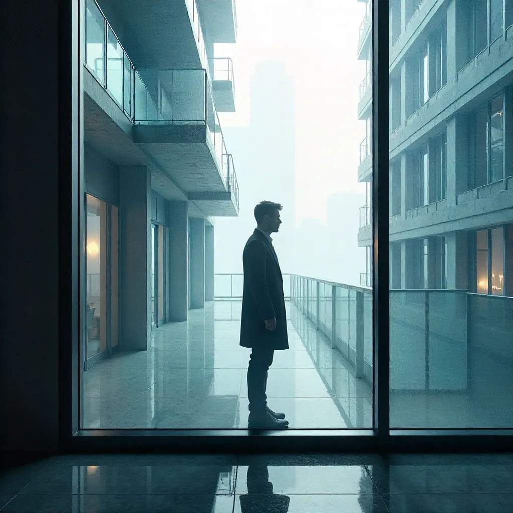 Silhouette Beyond Frosted Glass: Modern Architecture
