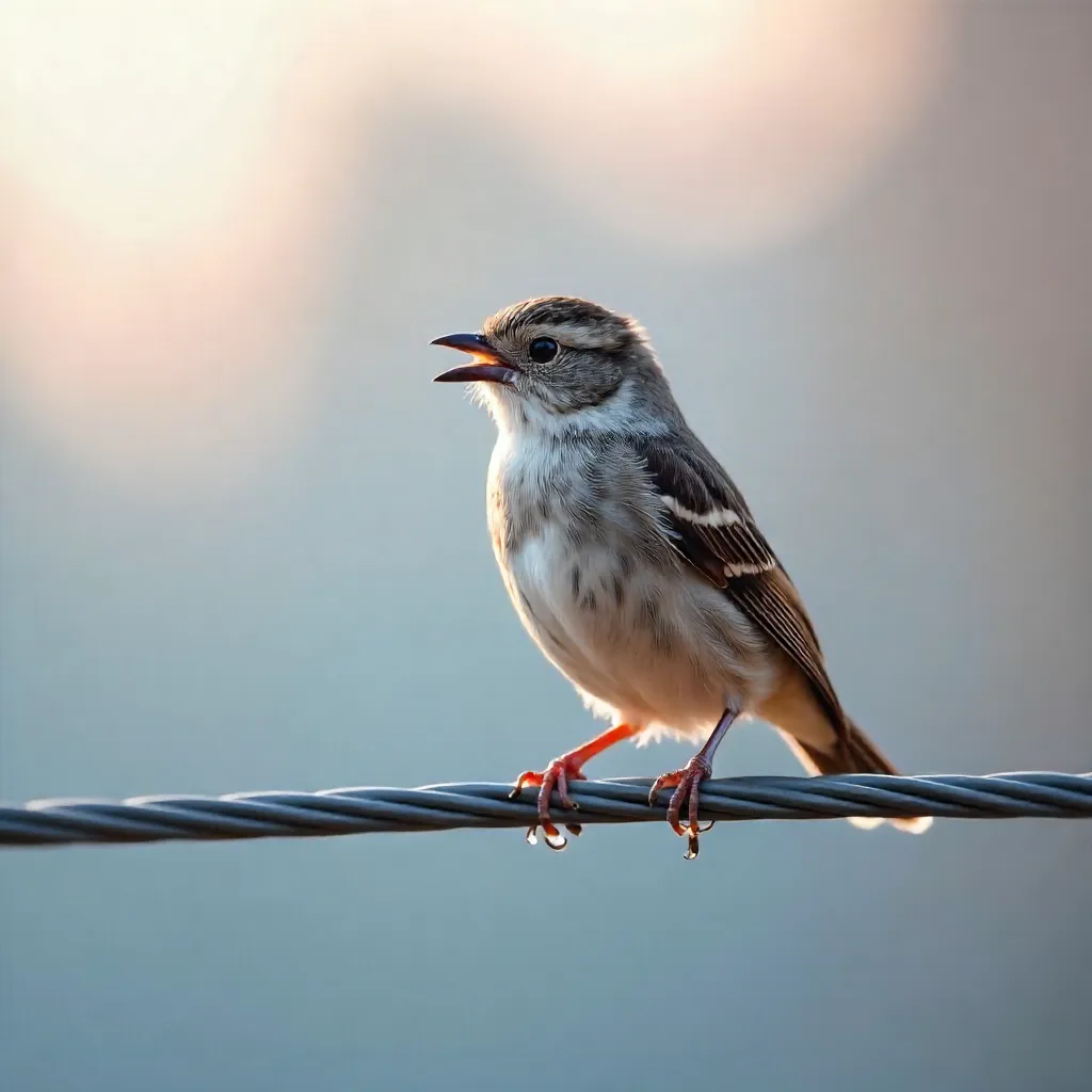 Whispering Morning: A Small Bird on a Wire