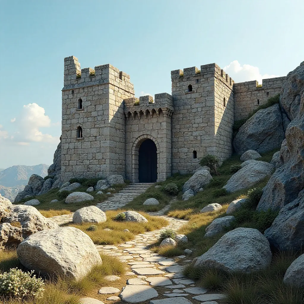 Ancient Fortress on Rugged Rocks — Stock Photo Style