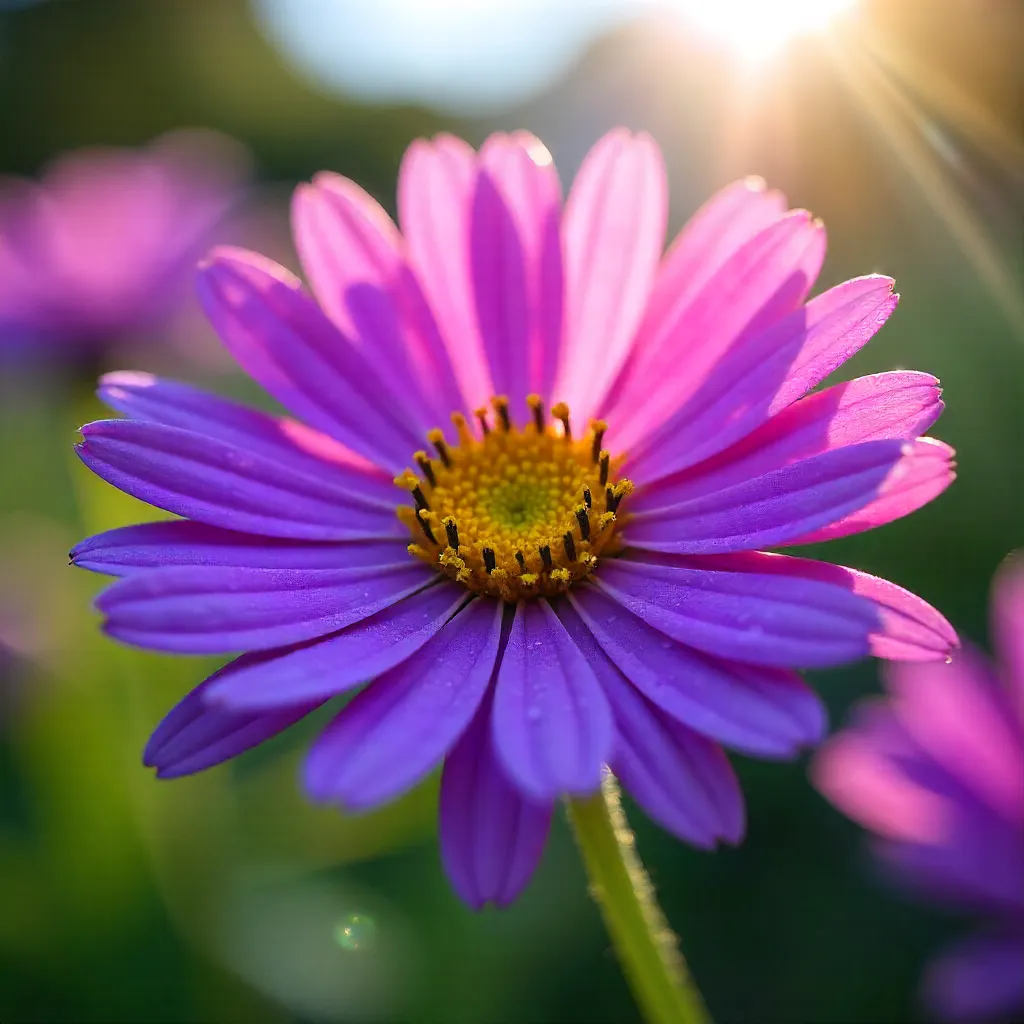 Sunlit Purple Aster Macro Bloom
