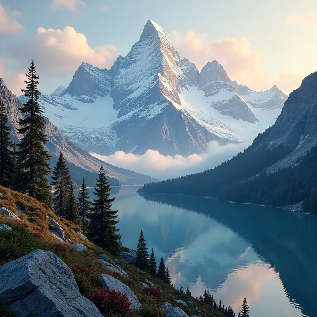 Cloud-kissed Alpine Peaks at Dawn