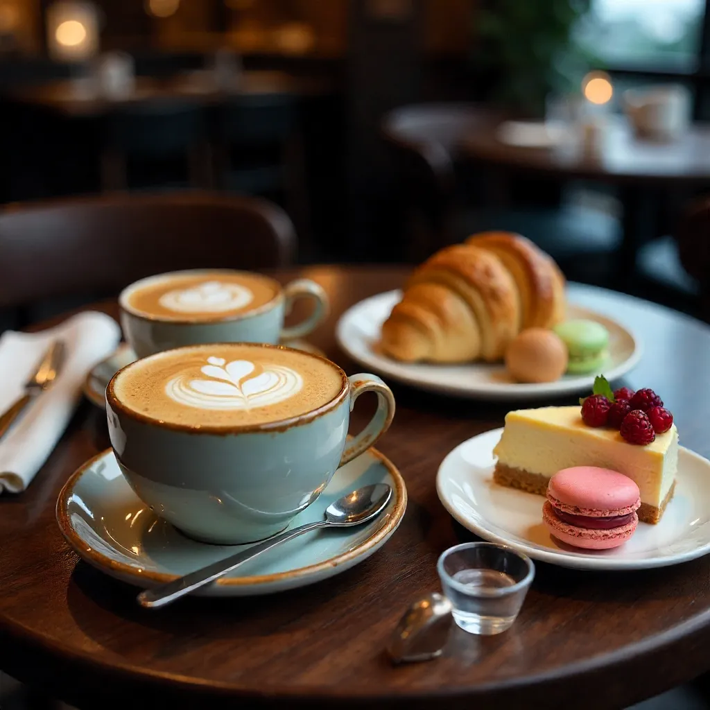 Café Table Elegance: Coffee and Dessert Display