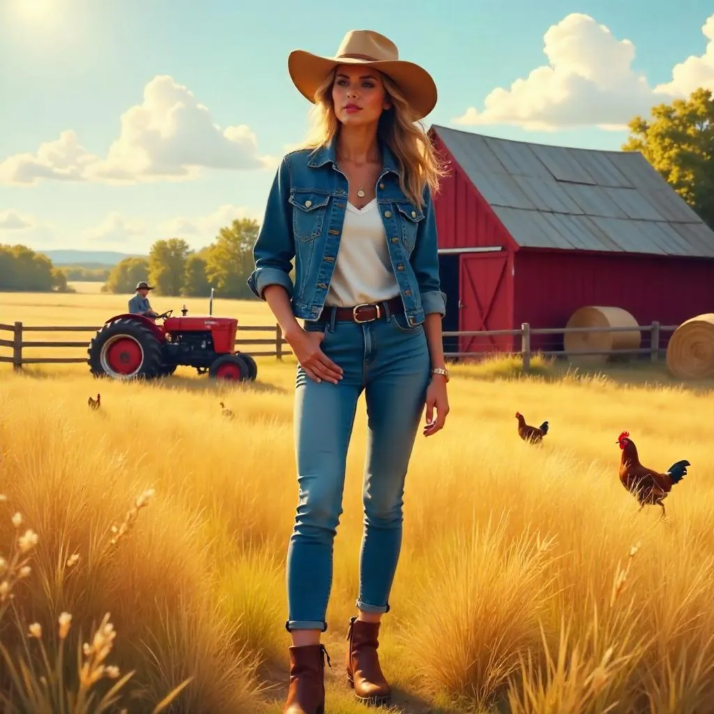Stylish Farm Portrait in Digital Art