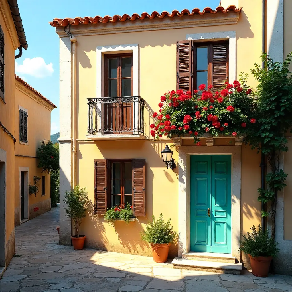 Sunlit Mediterranean Facade of Corfu