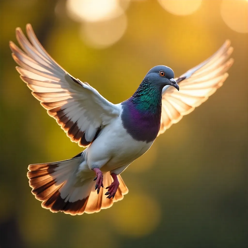 Pigeon in Flight: Elegant Form in Soft Focus