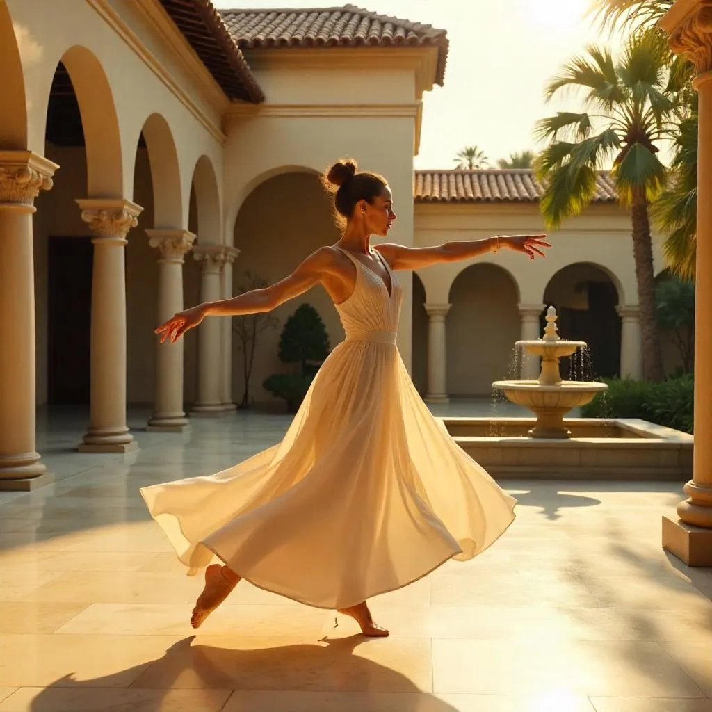 Photorealistic Dancer in a Lux Villa Courtyard