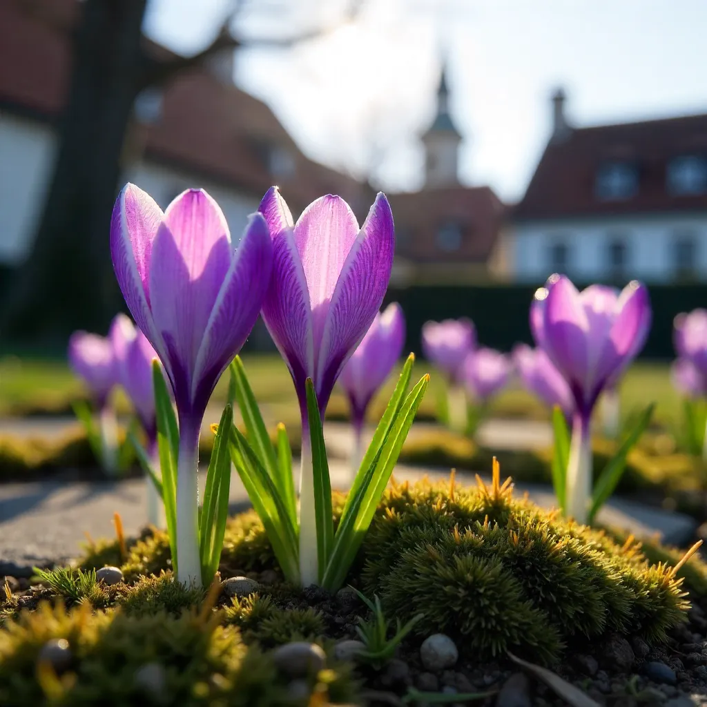 Purple Crocus Bloom in a Munich Spring Garden