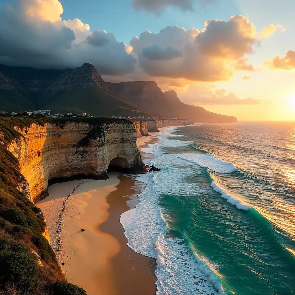 Dramatic Twelve Apostles View Over Cape Town Beach