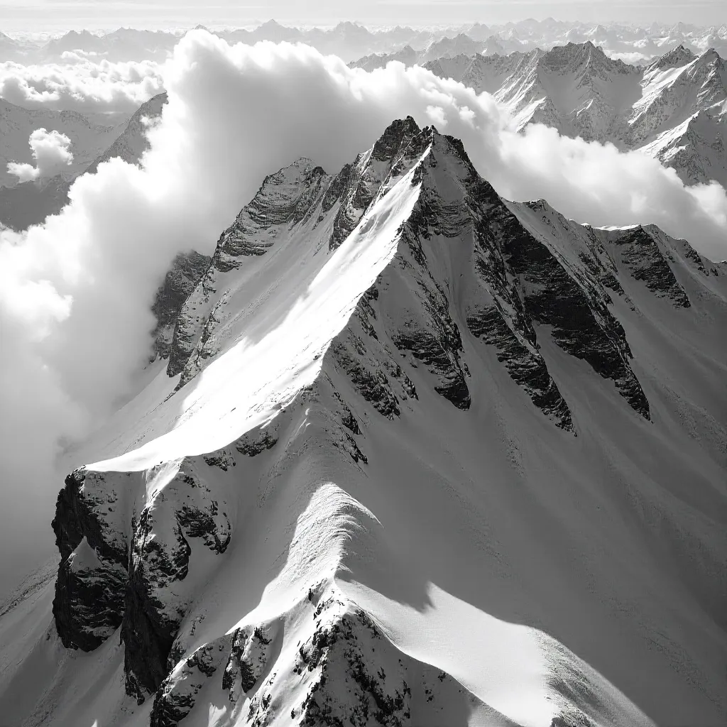 Monochrome Aerial View of Kitzsteinhorn Summit