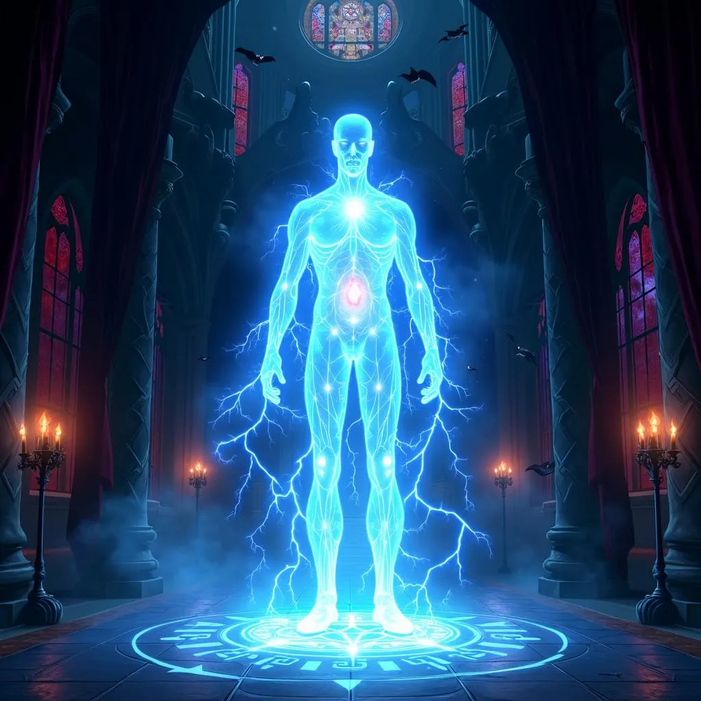 Ethereal Energy Being in a Gothic Vampire Castle