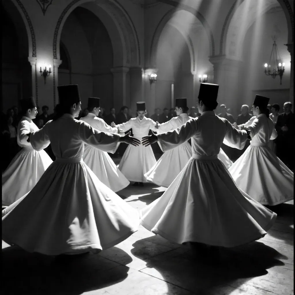 Konya Sufi Whirling: Black-and-White Sema