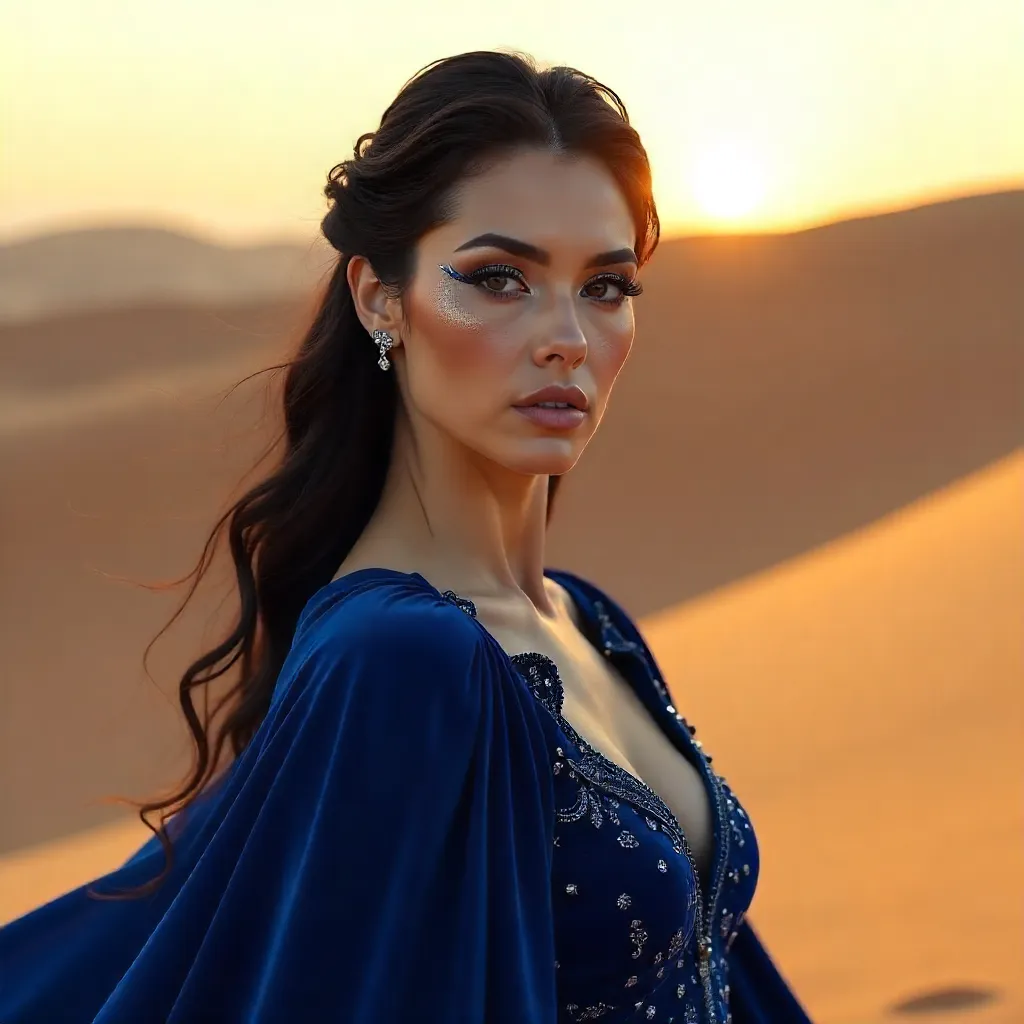 Desert Diva in Blue: Striking Portrait