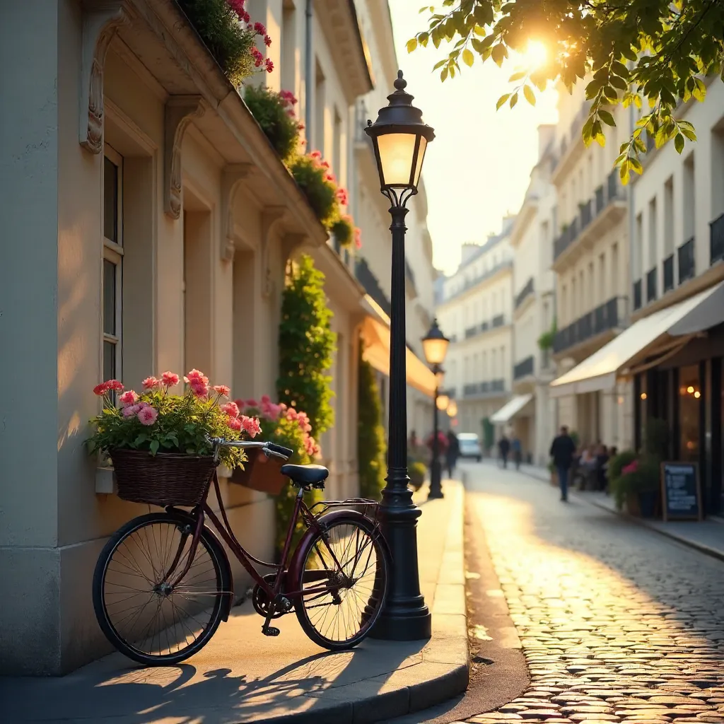 Timeless Parisian Corner: Bicycle and Blooms