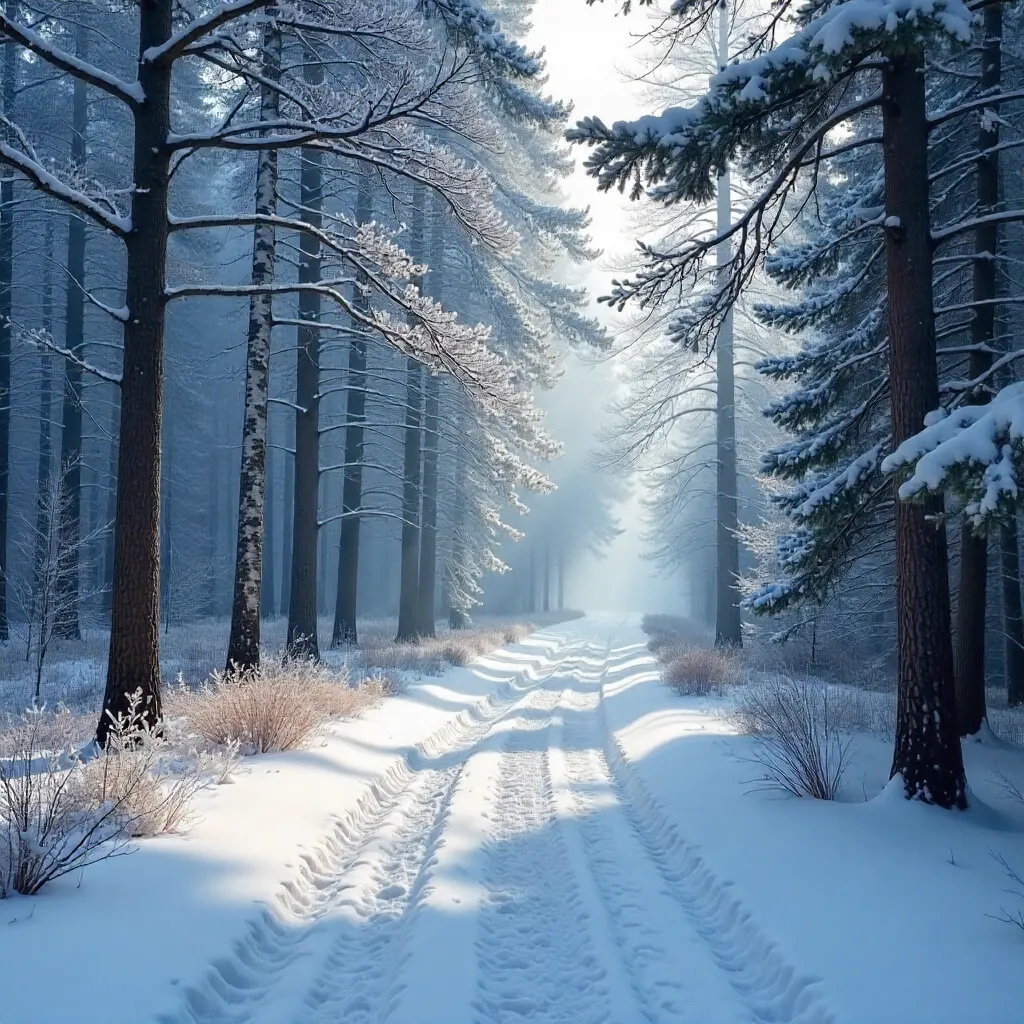 Tranquil Winter Forest Path