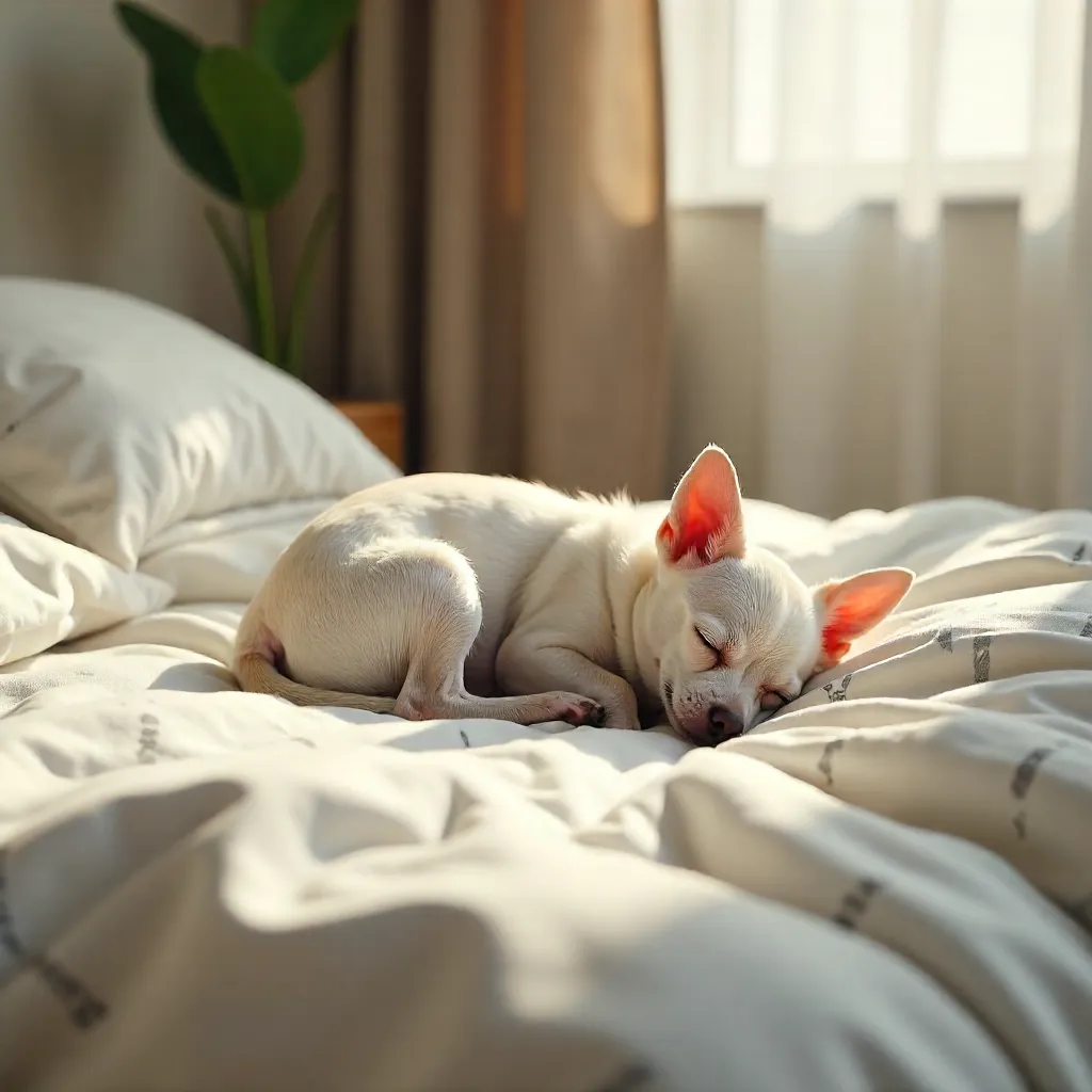 Calm Chihuahua Nap on Minimalist Bed