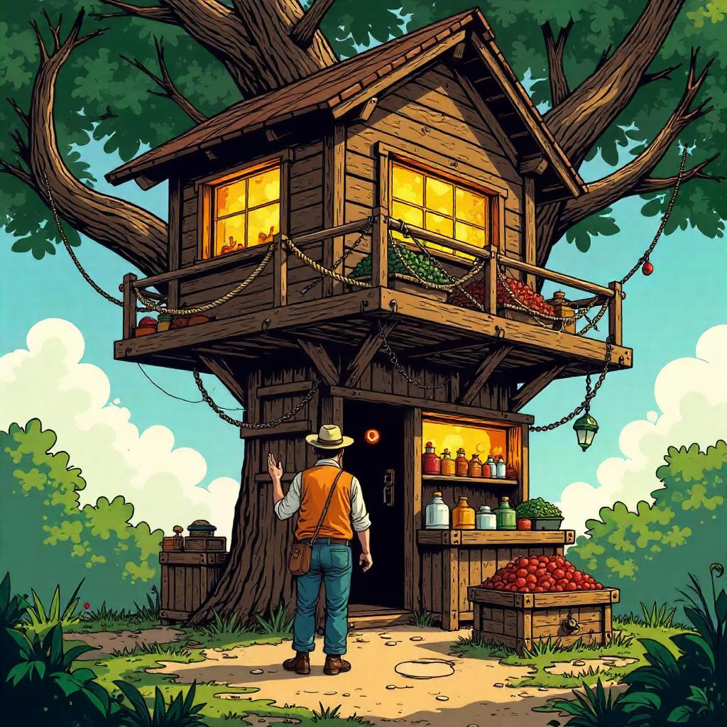 Merchant in a Tree House: Comic Book Style