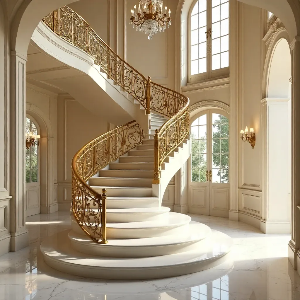 Elegant Spiral Staircase in a Parisian Historic Interior