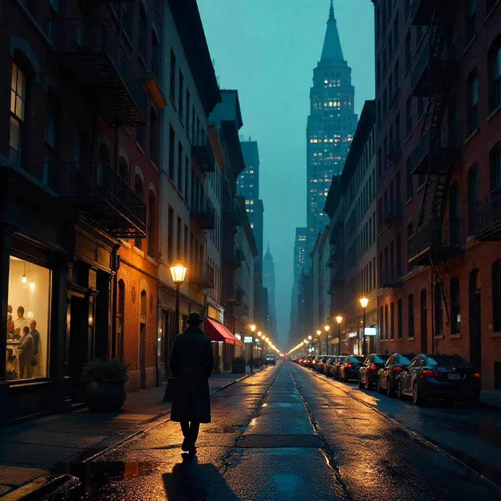 Dramatic Shadows on a NYC Street Scene