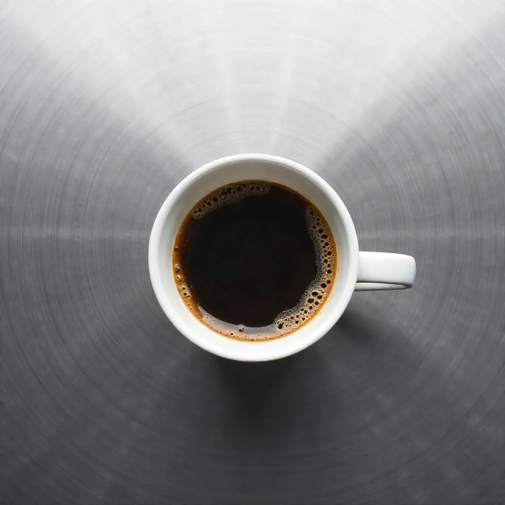 Overhead Minimal Coffee on Stainless Steel