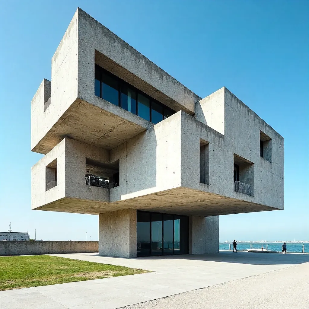 Azure Sky Over Le Havre Concrete Abstraction