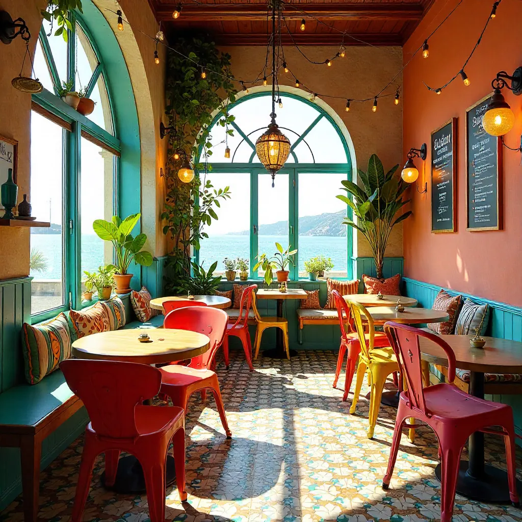 Bright Izmir Cafe Seating with Cozy Atmosphere and Unique Decor