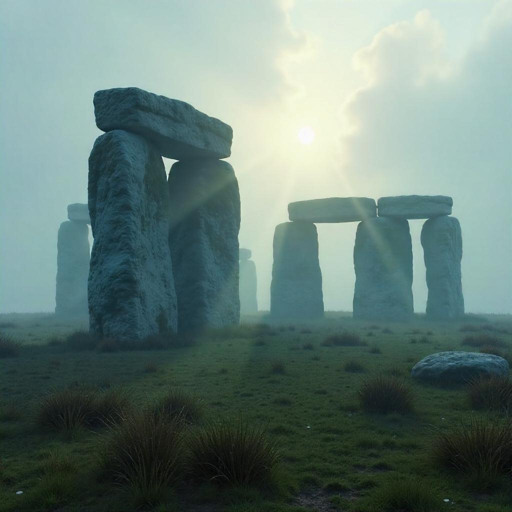 Fogbound 3D Render of Stonehenge at Dawn