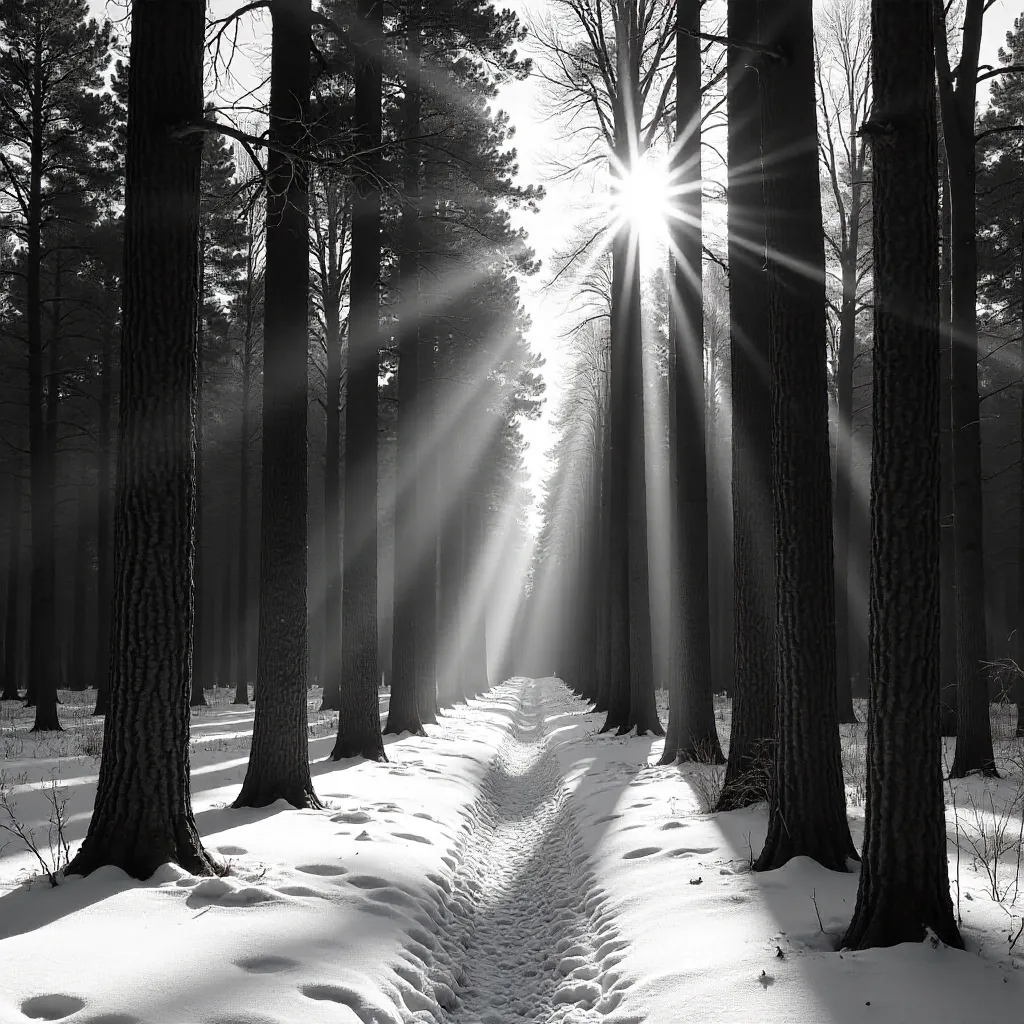 Sunlight Through Winter Trees: Dramatic Shadows