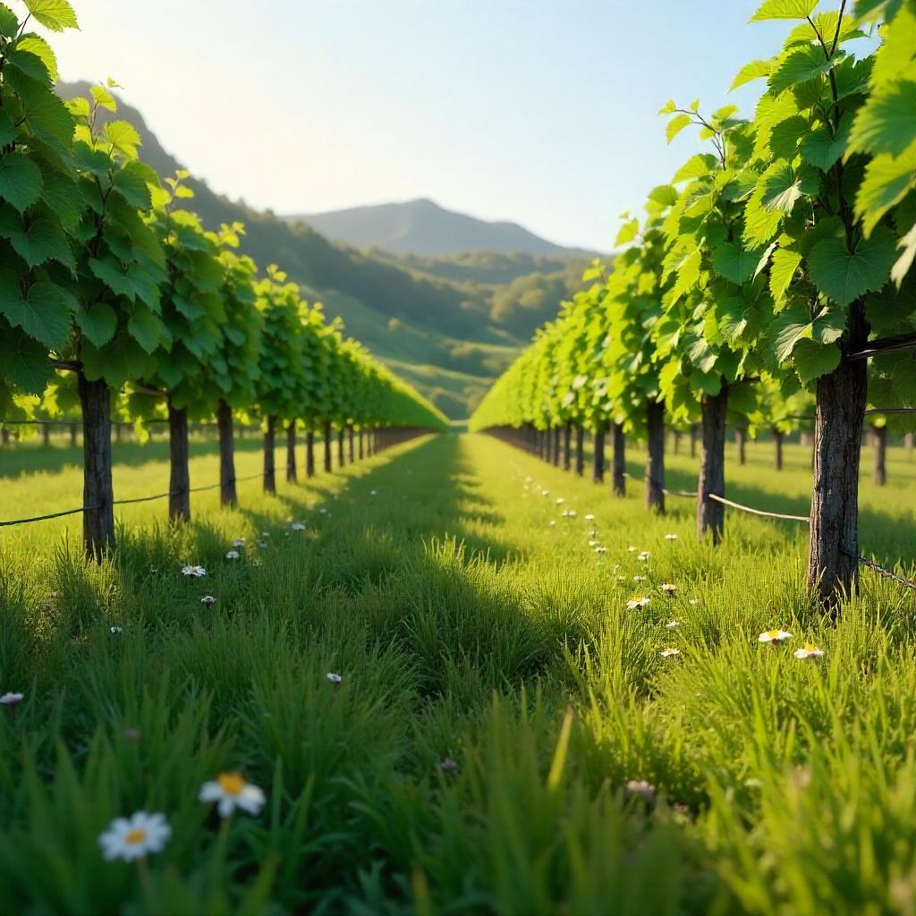 Meadow in a Vineyard: A Photorealistic 3D Render