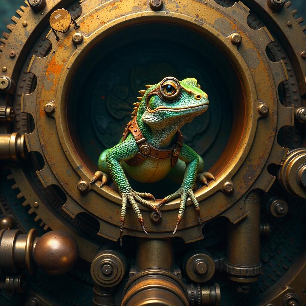Lizard Concept Art Inside a Steam Engine