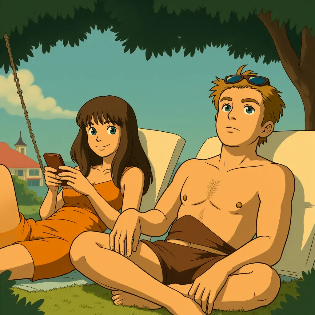 Charlbi Dean and Harris Dickinson in Triangle of Sadness (2022) - Anime style