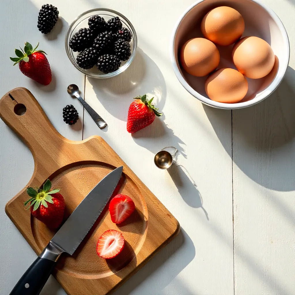 Overhead Prep: Strawberries, Blackberries, and Eggs