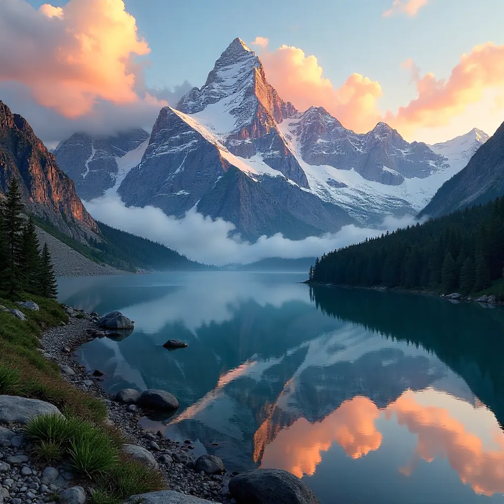 Alpenglow over Majestic Mountain Vistas at Dawn