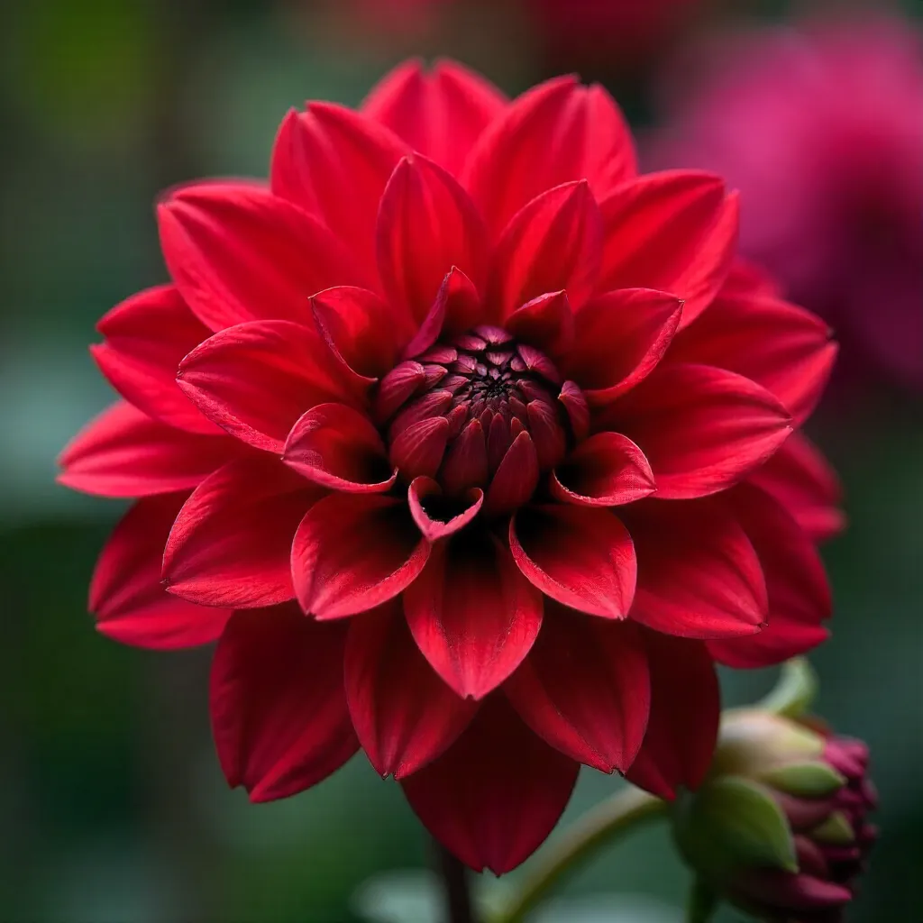 Crimson Dahlia Macro: Close-Up Petal Intricacy