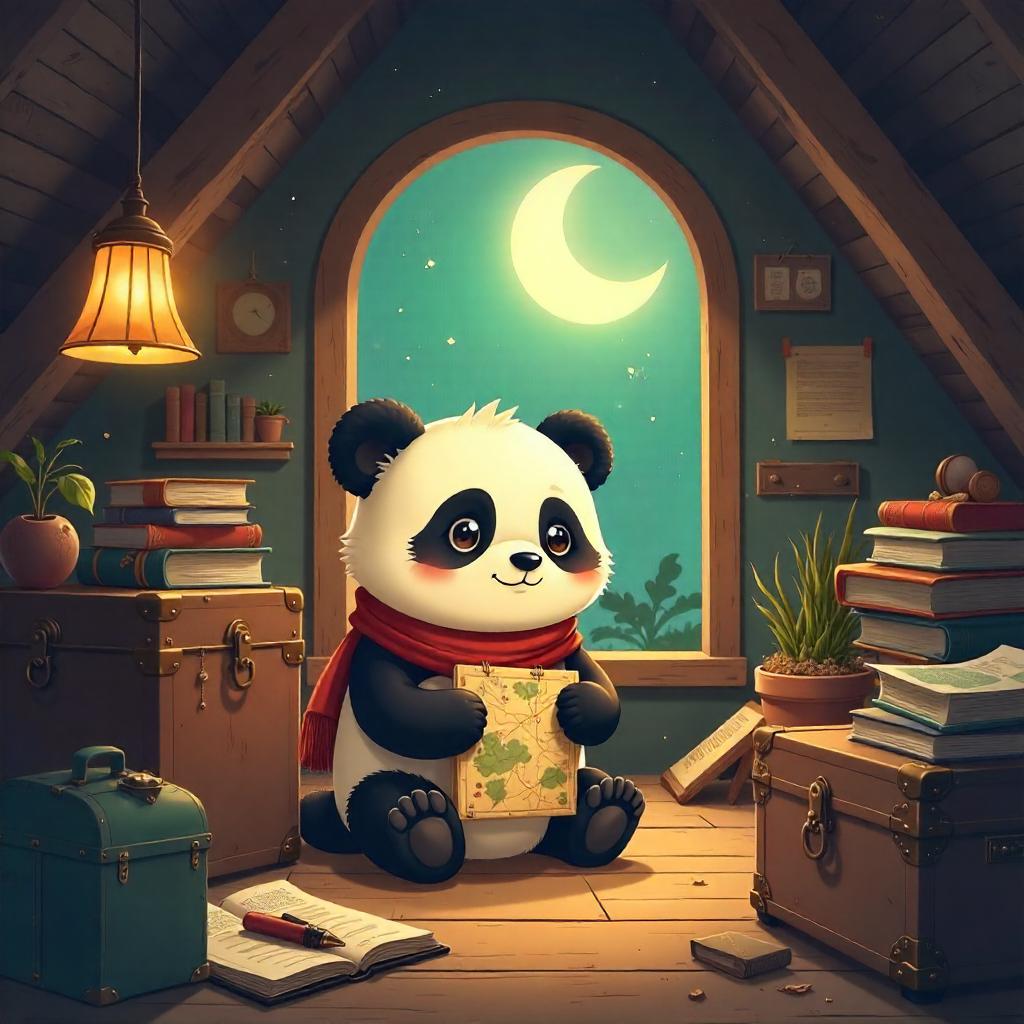 Panda in an Attic: Anime Cozy Scene