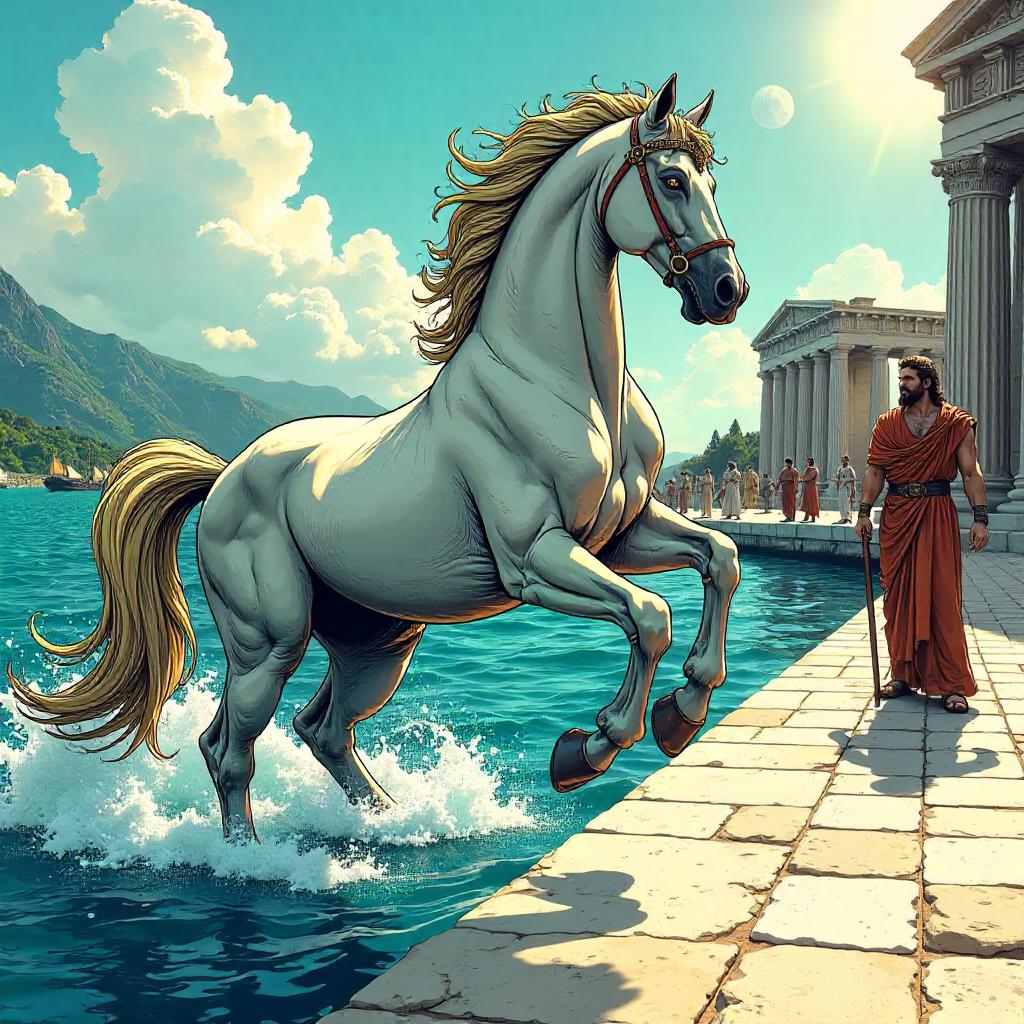 Kelpie in Ancient Greece - Comic Book Style