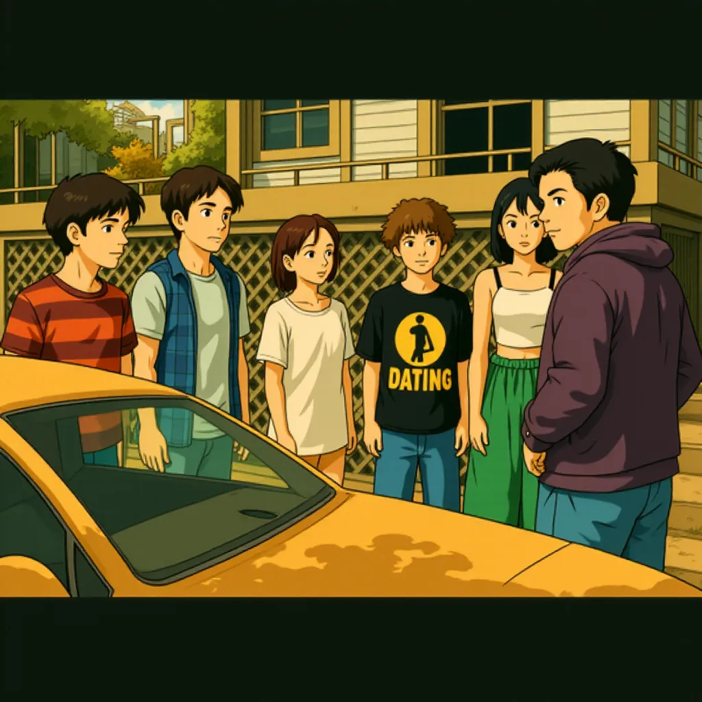 Adam Sandler, Conor Sherry, Philip Schneider, Ethan Cutkosky, Sunny Sandler, and Maxwell Friedman in Happy Gilmore 2 (2025) - Ghibli style