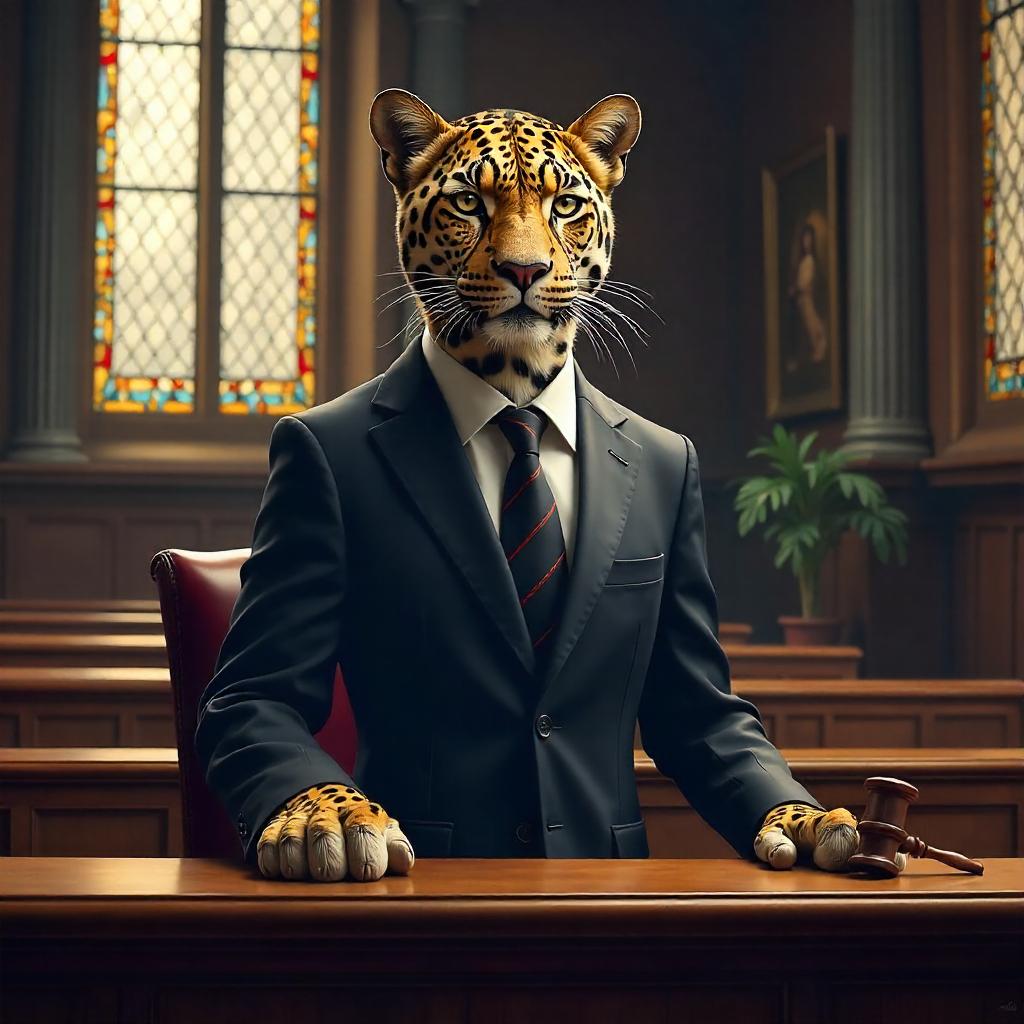 Leopard in a Courthouse: A Digital Courtroom Scene