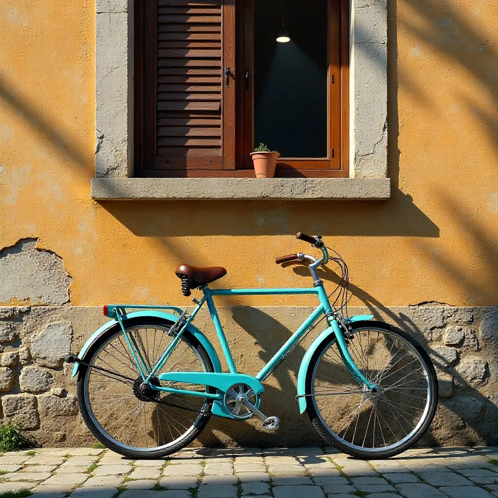 Blue Bicycle by a Turkish Textured Wall