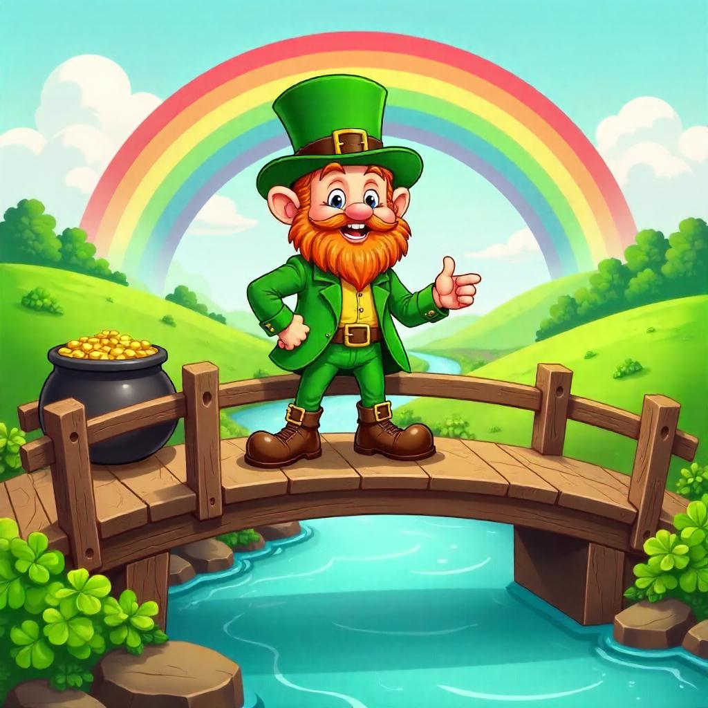 Leprechaun on a Cartoon Drawbridge