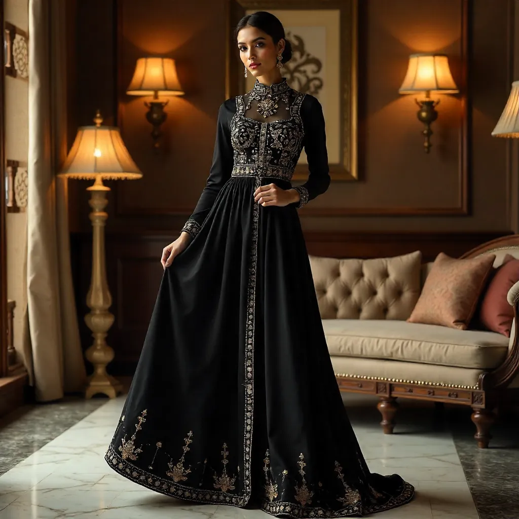 Lahore Elegance: Black Embroidered Couture
