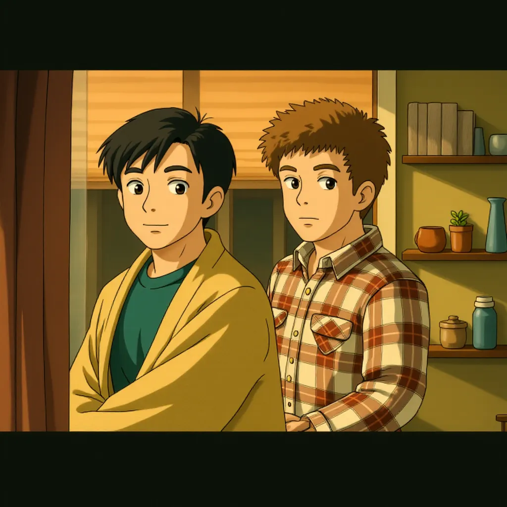 Joseph Gordon-Levitt and Seth Rogen in 50/50 (2011) - Anime style