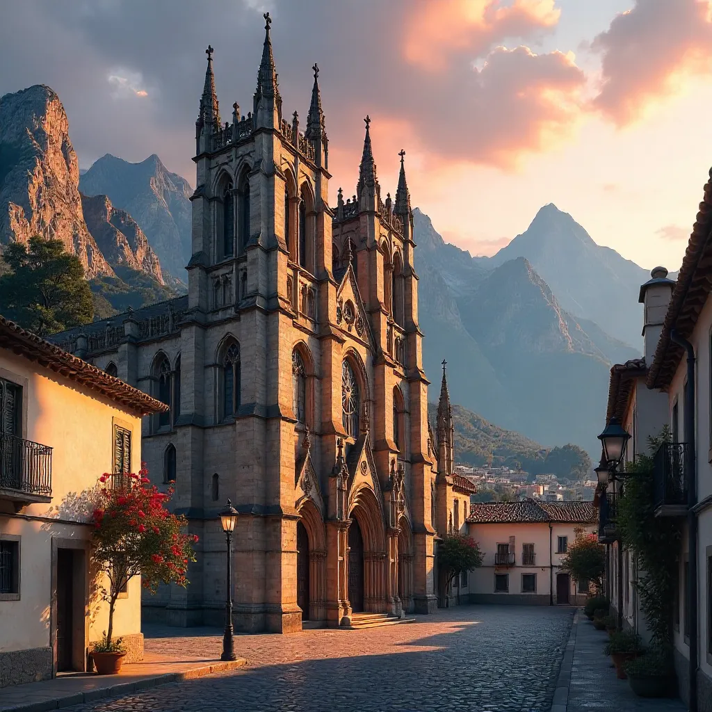Gothic Cathedral of Sóller against Tramuntana Dawn