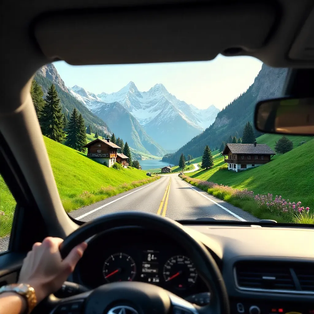 From the Car Window: Scenic Swiss Countryside Drive
