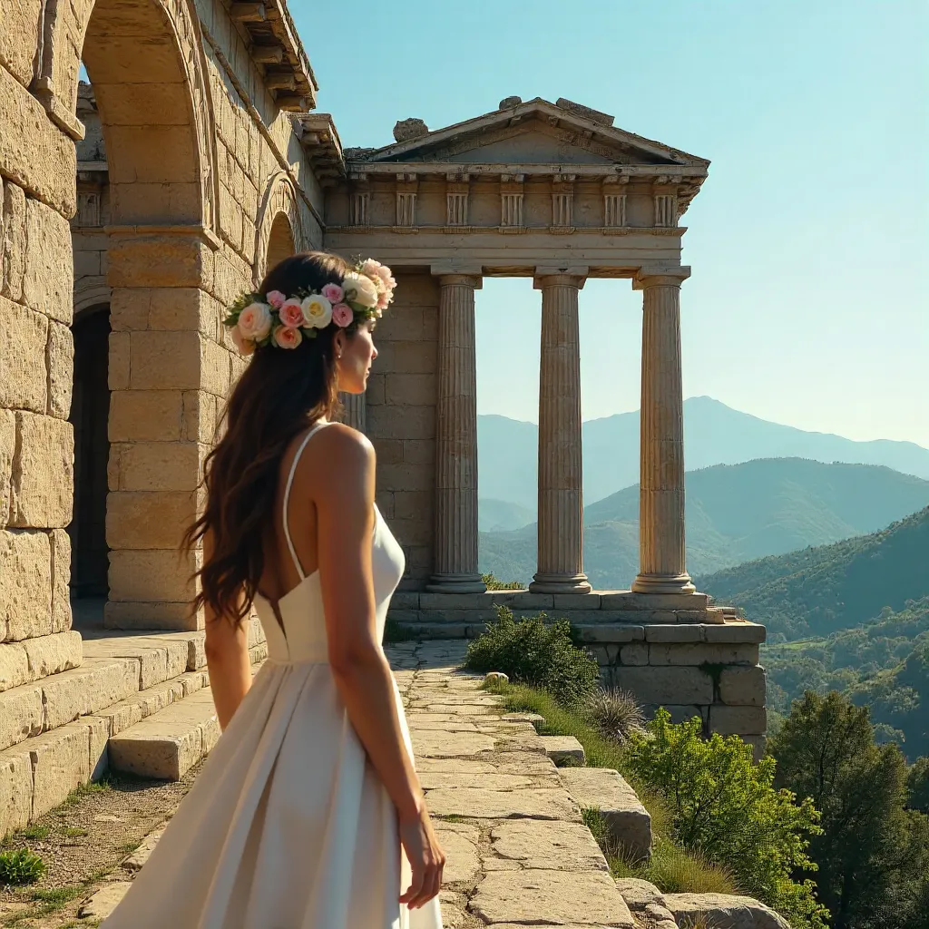 Floral Crowned Woman at Phrygian Temple, Kütahya