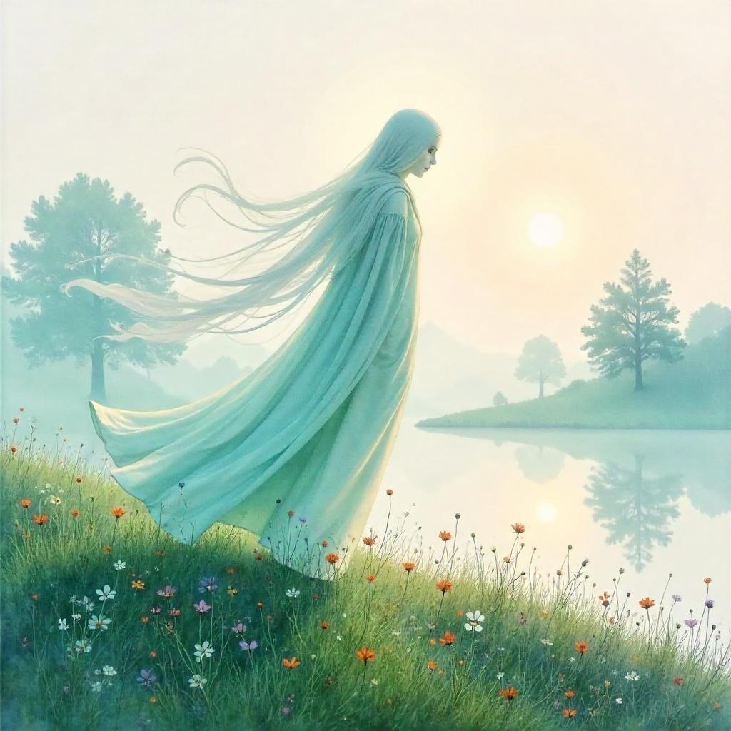 Spectral Morning Mist in Watercolor
