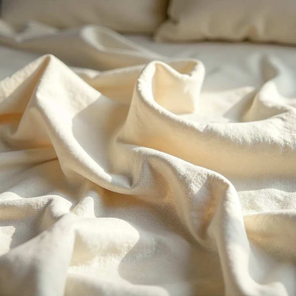 Soft Beige Linen Bedding with Natural Folds