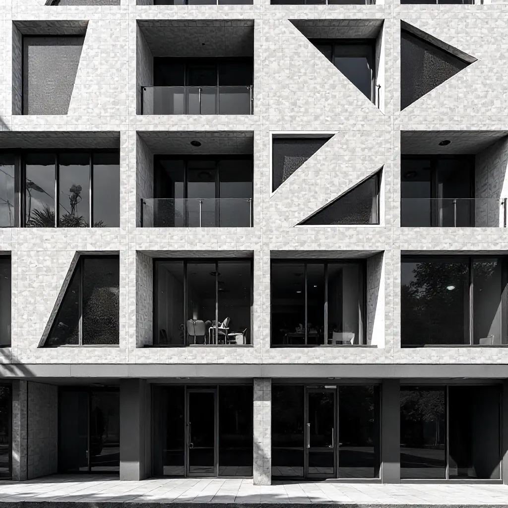 Striking Black-and-White Geometric Facade