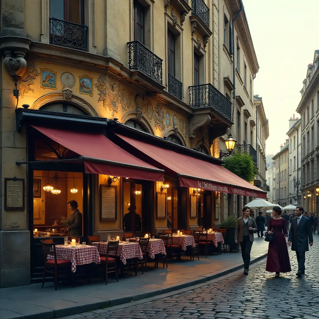 Decorative Murals on a European Brasserie Facade